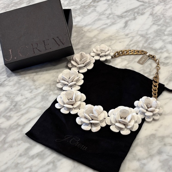 J. Crew Jewelry - J. Crew White Floral Layered Statement Necklace with Gold Chain